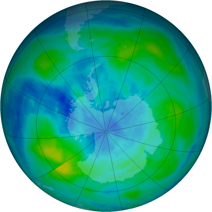 Antarctic ozone map for 23 March 1988